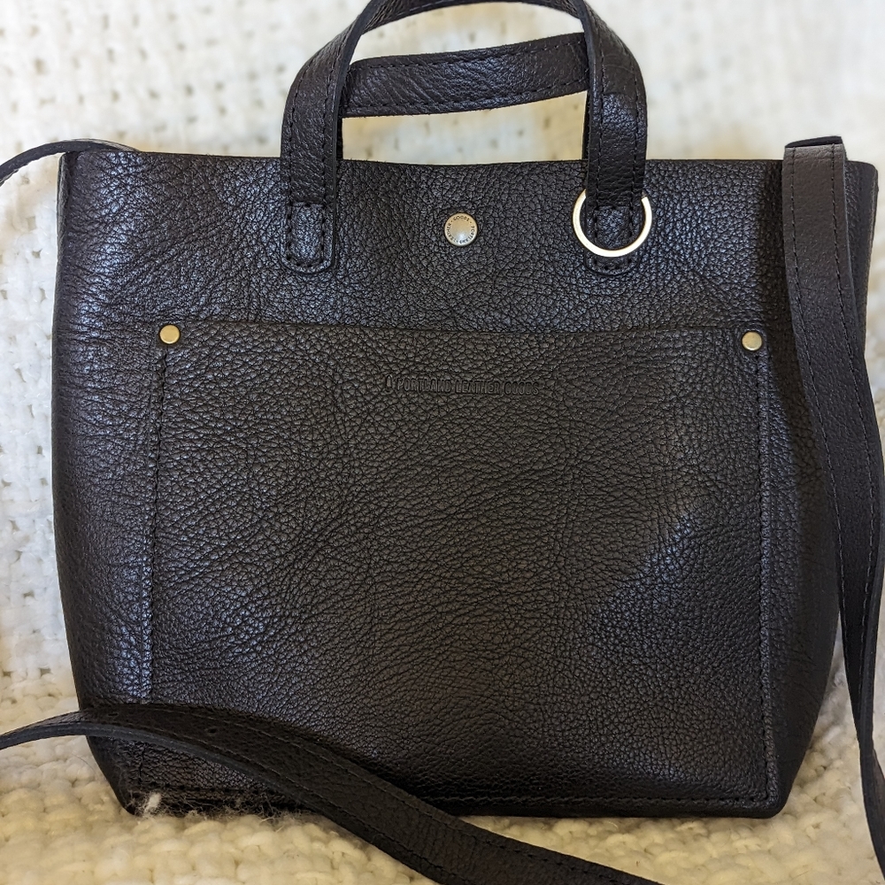 Portland Leather Goods Mini Tote in pebbled black